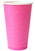 Стаканы бумажные однослойные для горячих напитков, 400мл розовый