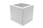 Гофрированная коробка для торта c прозрачным окном на крышке серии "Fupeco WinCakeBox" Стандарт 300*300*300 от 1 до 4кг бел/бур (Д 15-29см)