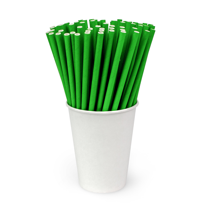 Трубочки бумажные зеленые, 200*6мм