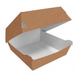 Упаковка картонная для гамбургеров и чизбургеров р-р S 100*100*70мм из крафт картона, серия "Fupeco BurgerBox", бур/бел