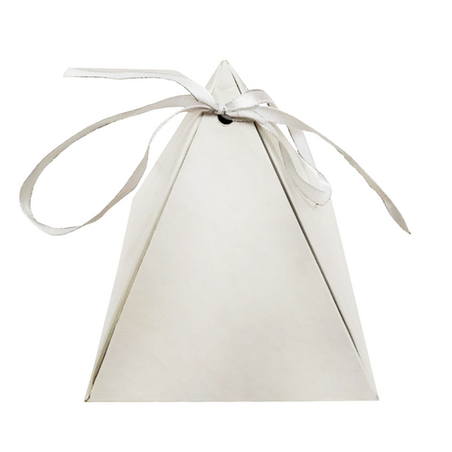 Коробка подарочная из мелованного картона, бонбоньерка, серия "Пирамидка", р-р 90*90*100мм, бел/бел