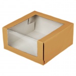 Коробка для торта серии "Fupeco WinCakeBox" Премиум с прозрачным боковым и верхним окном. Размер 225*225*110. Из бур/бел крафт картона.
