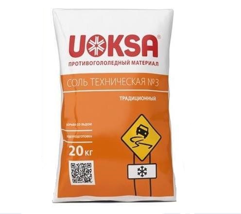 Средство противогололедное UOKSA Соль техническая №3 -10°С, 20 кг