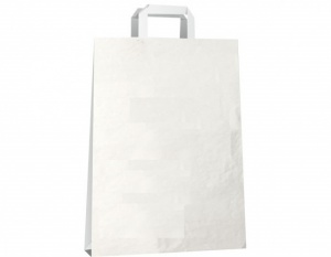 Пакет бумажный с плоскими ручками, белый, однослойный, 80 гр/м, 375*320*170 мм