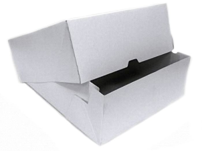Картонная коробка серия "Fupeco SweetBox Эконом" для пирожного и выпечки до 3 кг из мелованного картона. Р-р 255*255*105мм, бел/сер