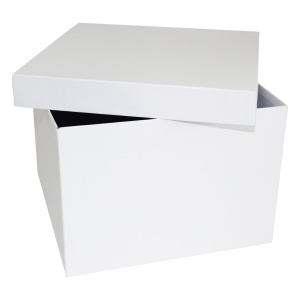Коробка картонная для подарков серия "Квадрат Люкс". Декоративная р-р 250*250*180мм. Цвет белый/белый. Крышка + дно. 