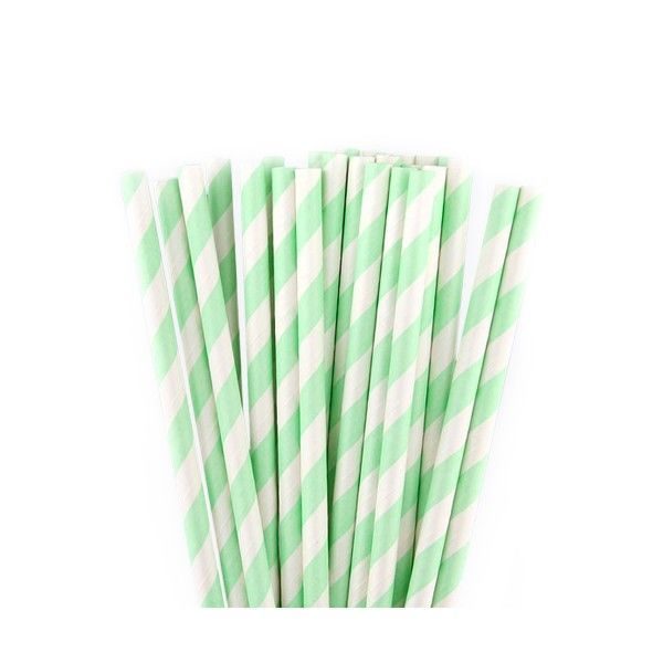 Трубочки бумажные зелено-белый Леденец, 200*6мм