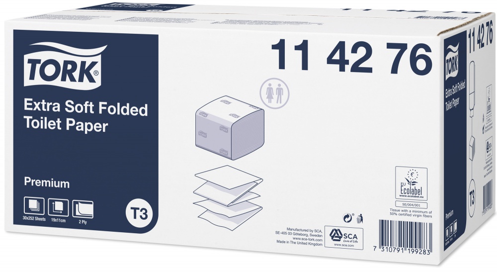 Бумага туалетная Tork Premium (114276) листовая мягкая, 2 сл.,19,0*11,0 см, Т3