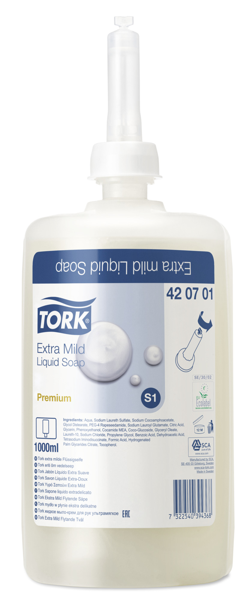 Картридж мыло жидкое - крем ультра - мягкое Tork Premium (420701), 1л, S1