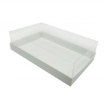 Коробка для больших макарун с прозрачной пластиковой крышкой, Серия "Fupeco GlassTopMacCase", бел/бел. Размер 250*150*70 мм.
