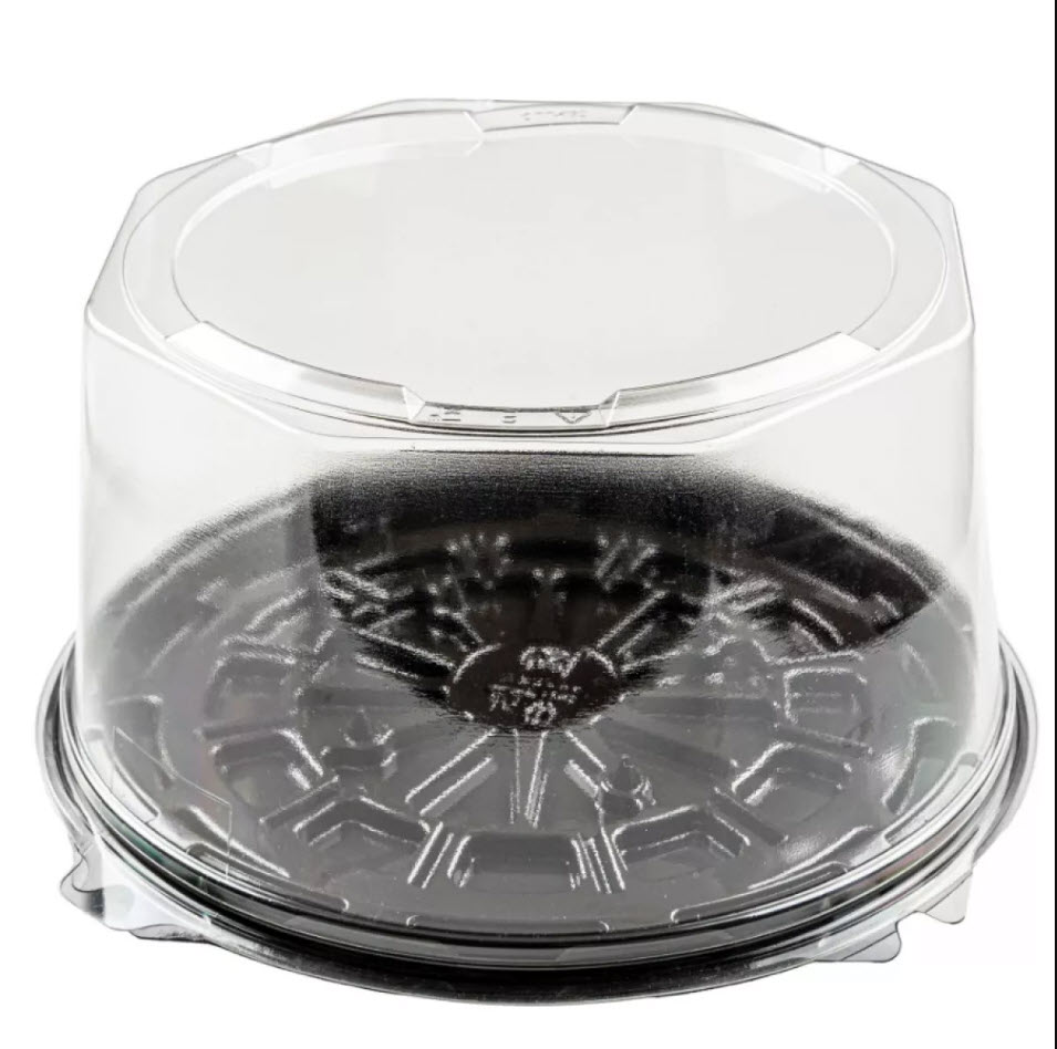 Контейнер пластиковый для торта круглый, коричневое дно, прозрачная крышка, диаметр d - 17,5 см, высота – 10,5 см