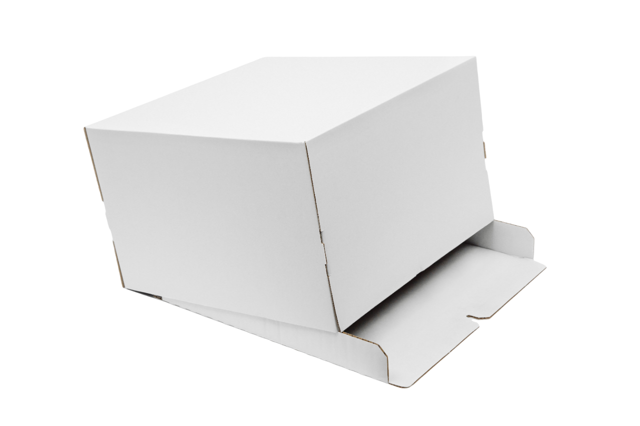 Гофрированная коробка для торта от 1 до 3кг из гофрокартона бел/бур серия "Fupeco CakeBox" Эконом 300*300*190 (Д 15-29см)