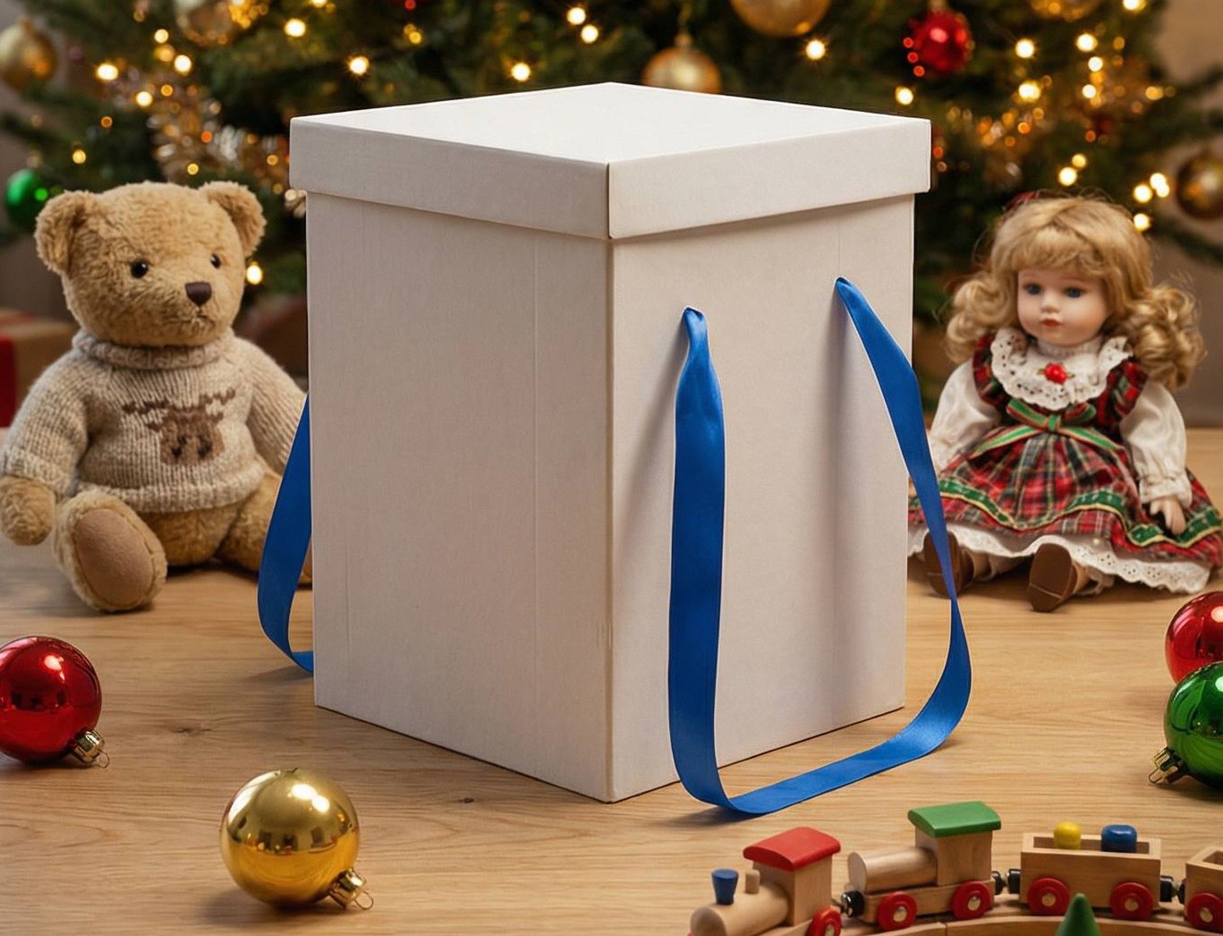 Коробка картонная для подарков. Самосборная. Декоративная р-р 175*175*250мм. Крышка + дно цвет снаружи: белый/белый