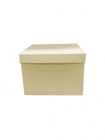 Коробка картонная для цветов серия "Квадрат Люкс". Декоративная р-р 250*250*180мм. Цвет бежевый (слоновая кость)/белый. Крышка + дно.