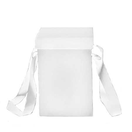 Коробка картонная для подарков. Крышка + дно. Самосборная. Декоративная р-р 230*230*325 мм. Цвет снаружи: крышка - белый / дно - белый