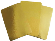 Подложки картонные с ламинацией прямоугольные 8*12 см под пирожное. Цвет "золото", толщина 0.8-1 мм