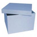 Коробка картонная для белья серия "Квадрат Люкс". Декоративная р-р 250*250*180мм. Цвет голубой/белый. Крышка + дно.