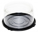 Пластиковая упаковка под торт круглая, черное дно, прозрачная крышка, диаметр d – 19,5 см, высота – 10 см       