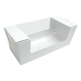 Упаковка картонная для Бенто торта с круговым окном р-р 200*80*80мм серия "Fupeco RWinPack" бел/бел