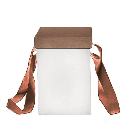 Коробка картонная для подарков. Самосборная. Крышка + дно. Декоративная р-р 230*230*325мм. Цвет снаружи: крышка - бурый(крафт) / дно - белый