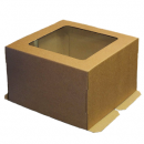 Гофрированная коробка серия "Fupeco WinCakeBox" Стандарт для торта c прозрачным окошком на крышке 300*300*300 от 1 до 4 кг бур/бур (Д 15-29см)