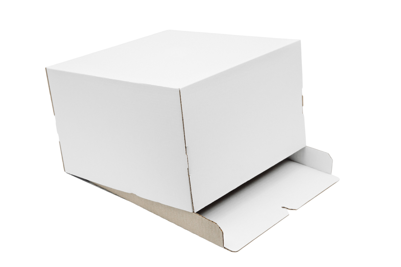 Гофрированная коробка для торта от 1 до 3кг серия "Fupeco CakeBox" Эконом Лучшая цена. 300*300*190 бел/бур