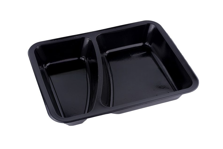 Контейнер пластиковый с прозрачной крышкой (КД 401/2) 2х секционный для обедов, р-р внешний 227*177*36 мм