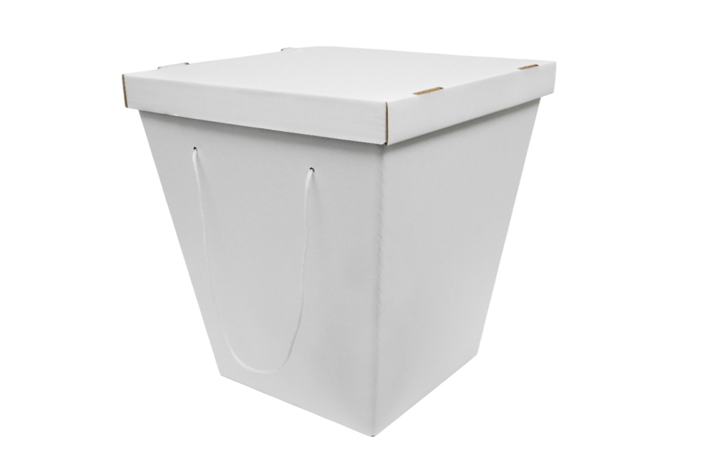 Картонная коробка для доставки букетов, крышка дно,трапеция, бел/бур, р-р 268*378*422