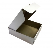 Гофрированная картонная коробка 280*280*85 для высокого пирога серия "Fupeco PieBox" Албус из 3-х слойного микрогофрокартона бел/бур (Д 25-28 см)