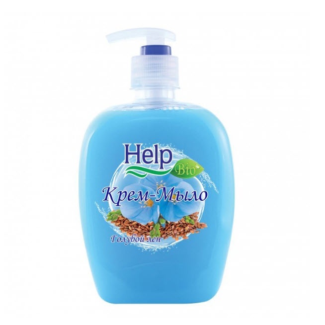 Жидкое крем-мыло с дозатором "Help" голубой лен, 0,5 л