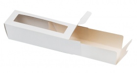 Картонная упаковка под макаруны, на 6 шт с прозрачным окном, Серия "Fupeco WinMacCase" Стандарт  из бел/бел мелованного картона.  Размер 185*60*60 мм.