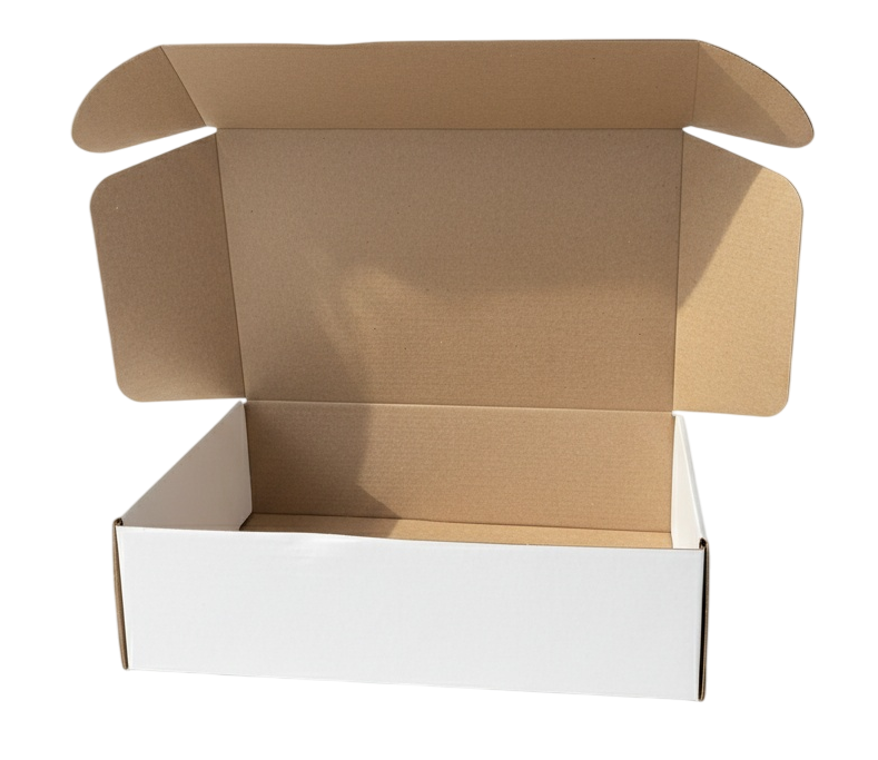Гофрированный ящик 280*180*80 самосборный из микрогофрокартона бел/бур для маркетплейсов