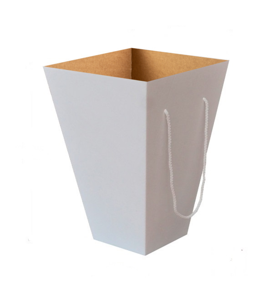 Картонная коробка для доставки букетов, из гофрокартона бел/бур, трапеция, р-р 160*300*420