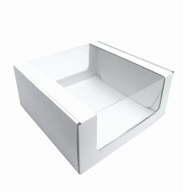Коробка для торта 242*240*110 мм с круговым окном, серии "Fupeco RWinCakeBox" Премиум, бел/бел