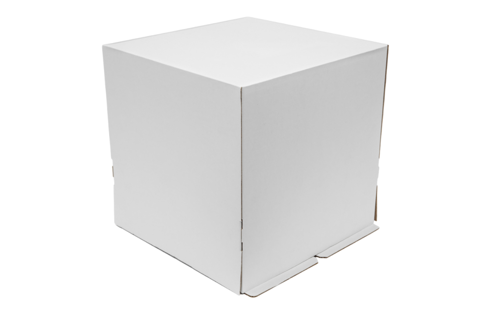 Гофрированная коробка для торта от 1 до 4кг из гофрокартона бел/бур серия "Fupeco CakeBox" Эконом 300*300*300 (Д 15-29см)
