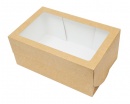 Коробка картонная серия "Fupeco WinSweetBox" Стандарт самосборная для пирожных,с прозрачным окном, из бур/бел крафт картона.Размер 250*160*110 мм.