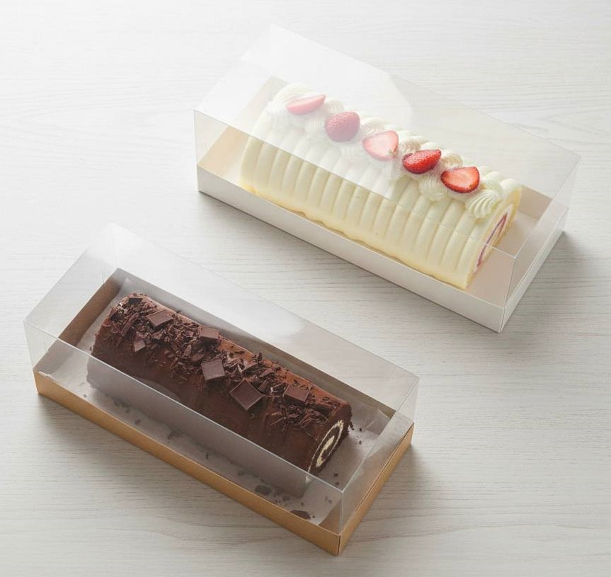 Коробка для рулета с прозрачной пластиковой крышкой. Р-р 255*120*105, серия "Fupeco GlassTopCakeRoll" Премиум, бур/бур