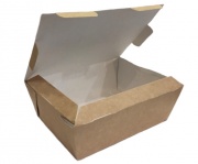 Картонная коробка контейнер из крафт картона с ламинацией р-р "S" 150*115*50мм, 600 мл, серия "Fupeco Fresh FoodBox" бур/бел