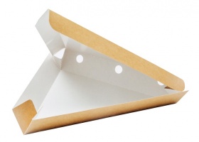 Упаковка картонная под пиццу из крафт картона, р-р 240*240*200*35мм, серия "Fupeco PizzaBox" бур/бел