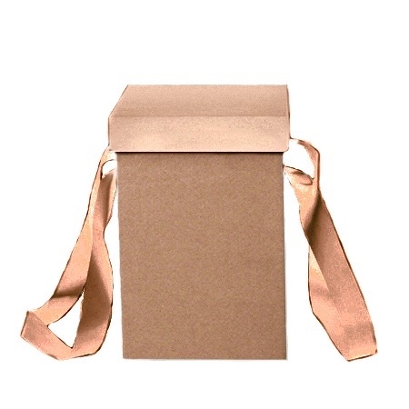 Коробка картонная для подарков. Крышка + дно. Самосборная. Декоративная р-р 230*230*325мм. Цвет снаружи: крышка - бурый(крафт) / дно - бурый(крафт)