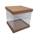 Коробка для торта до 3 кг с прозрачными стенками со всех сторон. Р-р 300*300*320, серия "Fupeco RWinCakeBox", бур/бур