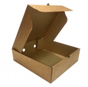 Гофрированная картонная коробка 280*280*85 для высокого пирога серия "Fupeco PieBox" Крафт  из 3-х слойного микрогофрокартона бур/бур ( Д 25-28 см)