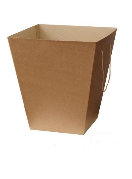 Картонная коробка для доставки букетов, из гофрокартона бур/бур, трапеция, р-р 200*300*350
