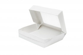 Коробка картонная с ламинацией и прозрачным окном для кейк попсов на 4 шт из бел/бел картона. Размер 200*150*45