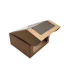 Коробка для подарков с круговым окном самосборная Премиум 240*240*110мм из микрогофрокартона, бур/бур