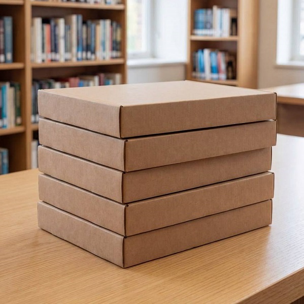 Картонная коробка из микрогофрокартона 175*335*40мм для упаковки книг и объемных писем бур/бур  для переезда