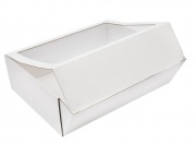 Коробка с прозрачным окном из 3-х слойного микрогофрокартона  для пирога  р-р 400*300*120мм, серии "Fupeco WinPieBox", бел/бел