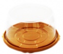 Контейнер пластиковый для торта круглый, золотое дно, прозрачная крышка, диаметр d – 19,5  см, высота –  10 см   
