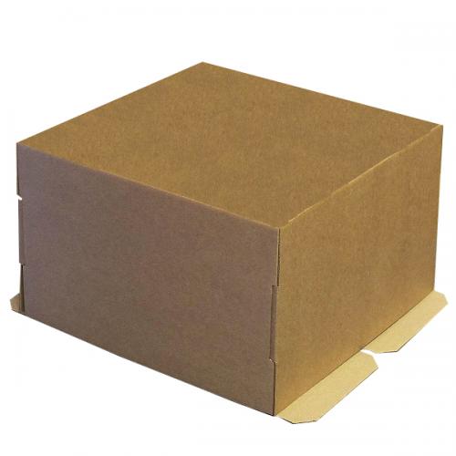 Гофрированная коробка серия "Fupeco CakeBox Эконом " Лучшая цена для торта от 1 до 3кг из гофрокартона 300*300*300 (Д 15-29см) бур/бур