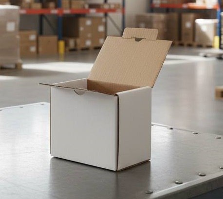 Гофрированная коробка 85*55*75 М бел/бур самосборная  из микрогофрокартона для маркетплейсов